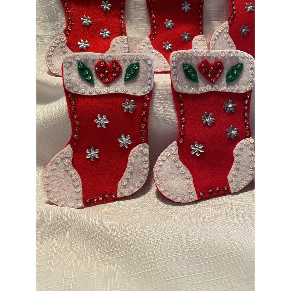 Handcrafted Christmas Mini Stocking Can Be Made Into Ornaments Set Of Six‎ (6)